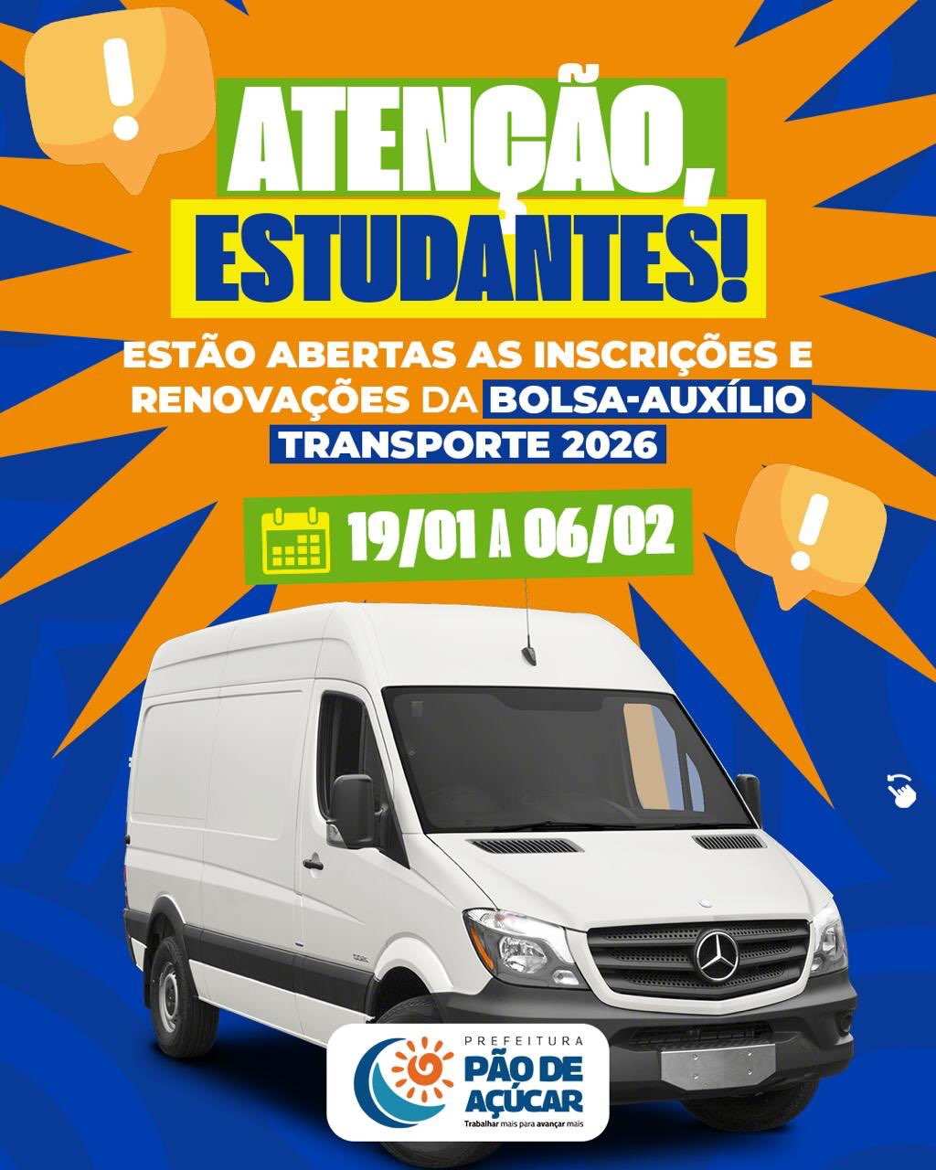 Secretaria de Educação convoca estudantes para inscrição e renovação da Bolsa Auxílio-Transporte 2026